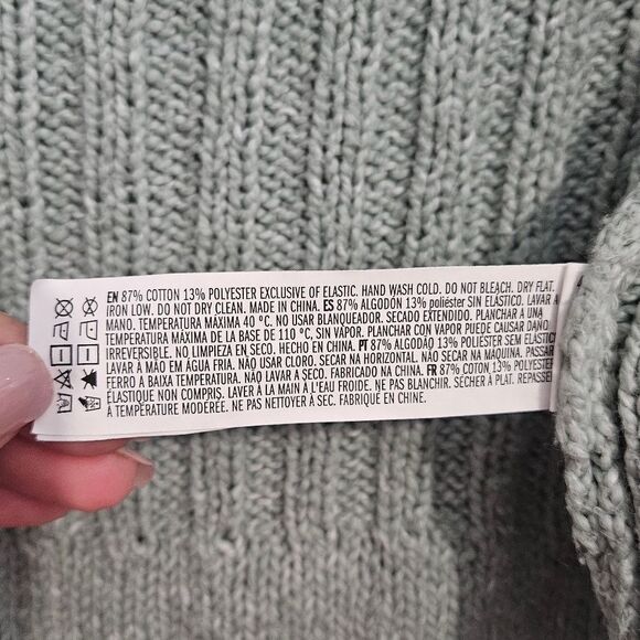 Forever 21 Ribbed Knit Cardigan Sweater Bell Sleeves Light Green Small - Picture 5 of 8